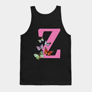 Letter pink Z with colorful butterflies Tank Top